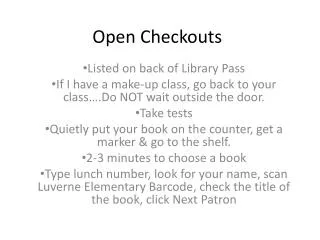 Open Checkouts