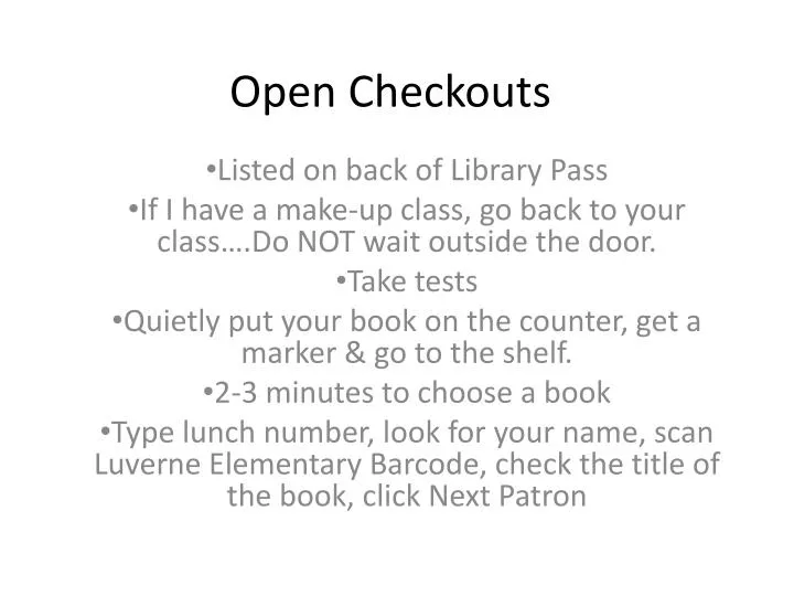 open checkouts