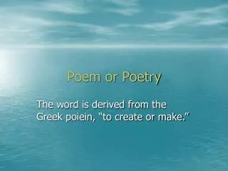 Poem or Poetry