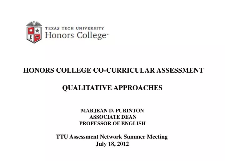 honors college co curricular assessment qualitative approaches