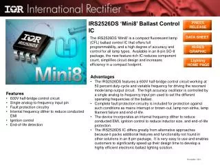 IRS2526DS ‘Mini8’ Ballast Control IC