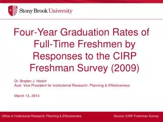 Four-Year Graduation Rates of Full-Time Freshmen by Responses to the CIRP Freshman Survey (2009)