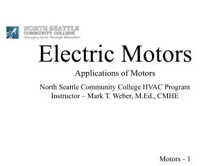 Electric Motors Applications of Motors