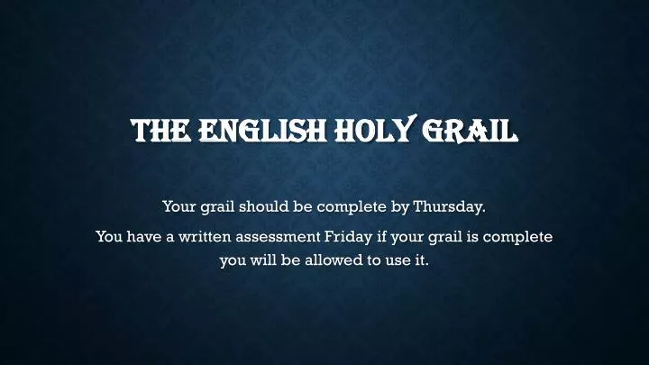 the english holy grail