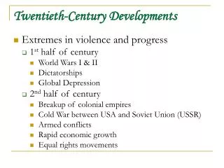 Twentieth-Century Developments
