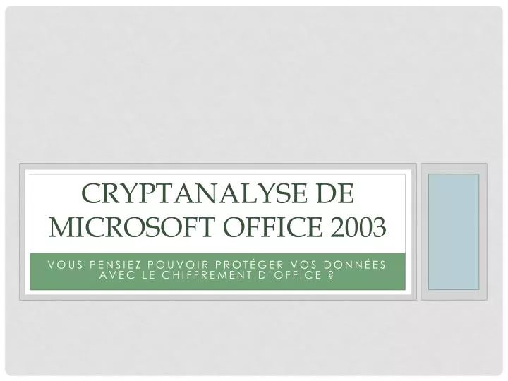 cryptanalyse de microsoft office 2003