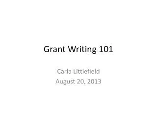 Grant Writing 101