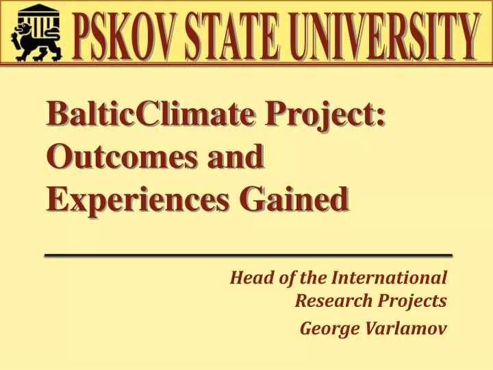 balticclimate project outcomes and experiences gained