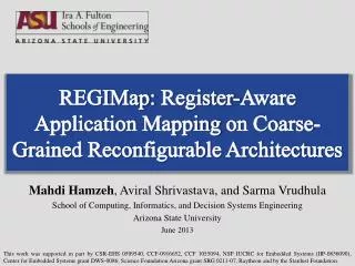 REGIMap: Register-Aware Application Mapping on Coarse-Grained Reconfigurable Architectures