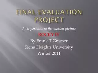 Final Evaluation Project