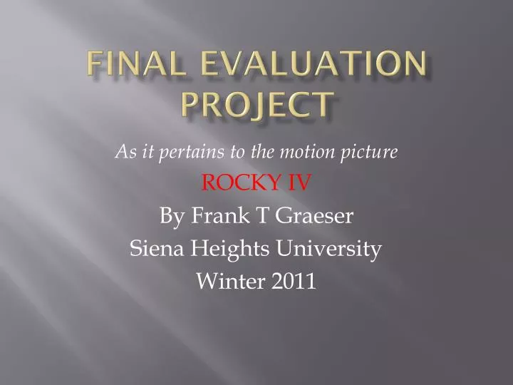 final evaluation project