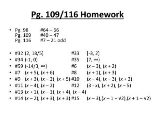 Pg. 109/116 Homework