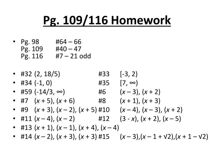 pg 109 116 homework