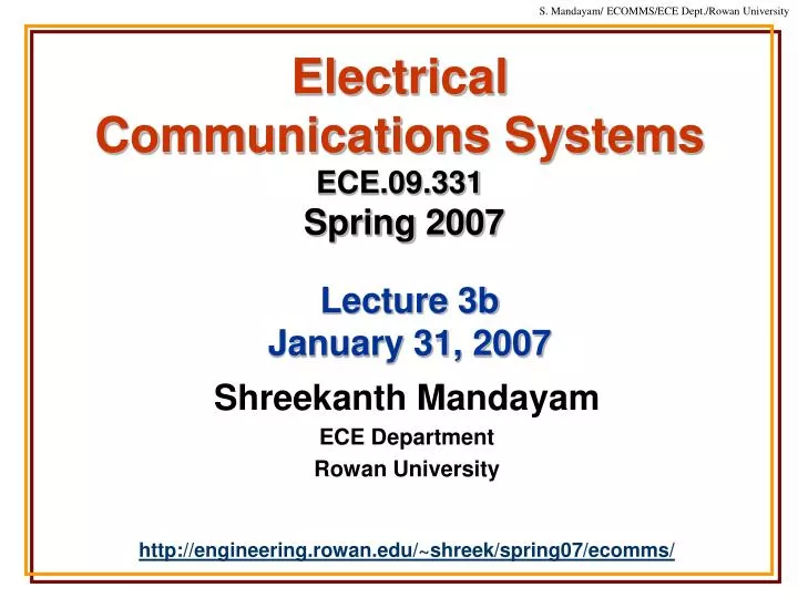 electrical communications systems ece 09 331 spring 2007