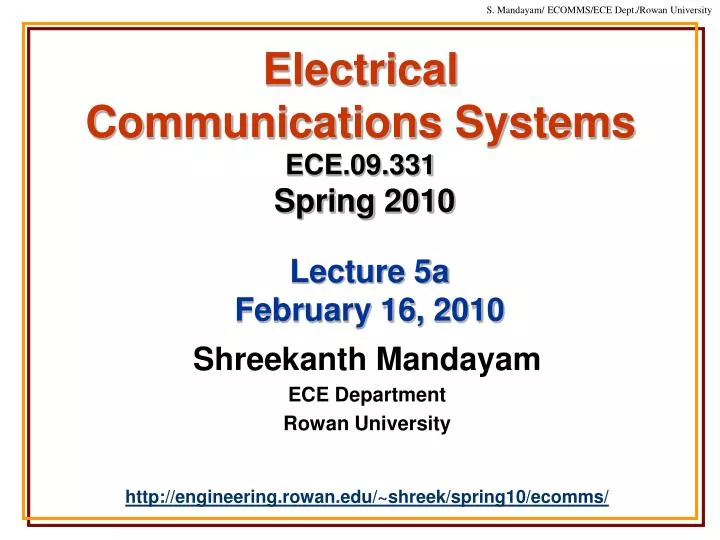 electrical communications systems ece 09 331 spring 2010