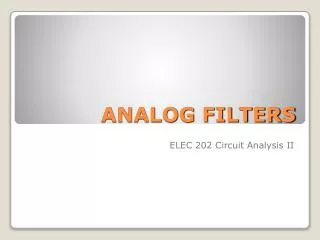 ANALOG FILTERS