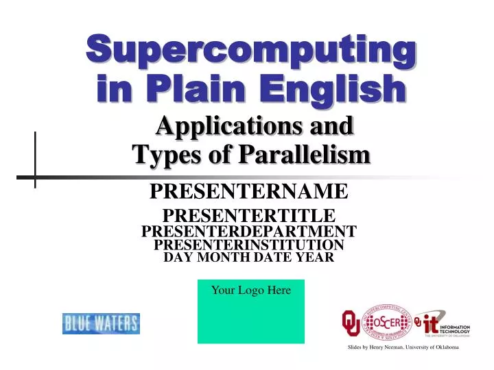 supercomputing in plain english applications and types of parallelism