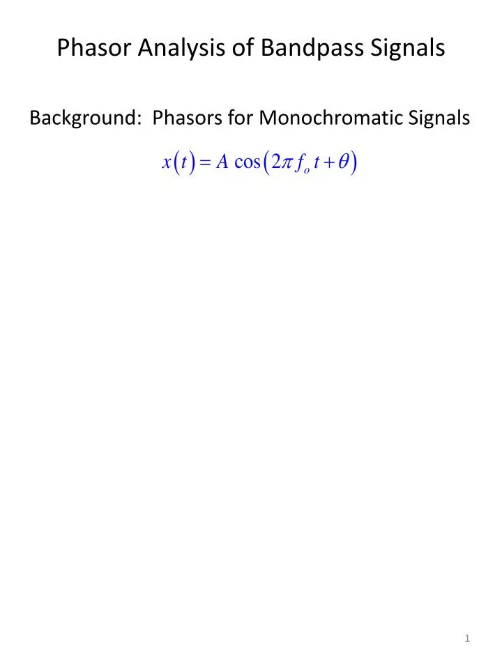 phasor analysis of bandpass signals