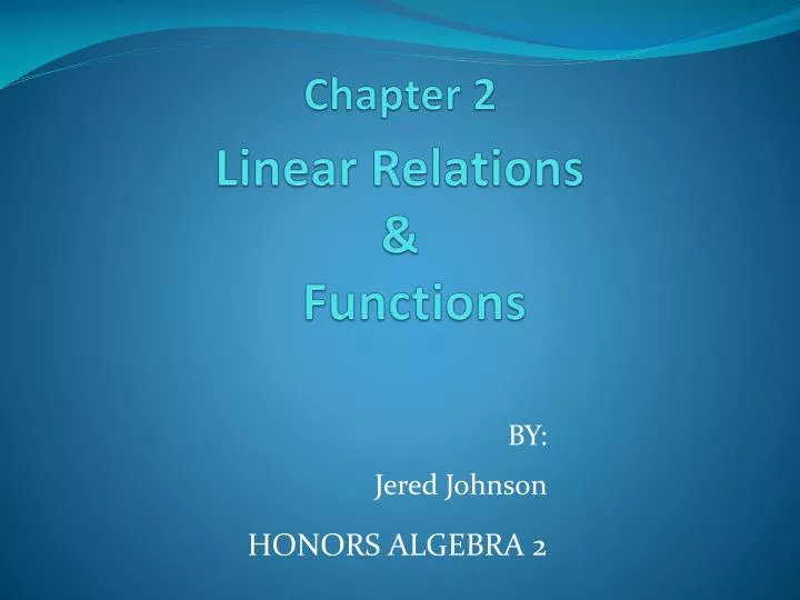 chapter 2 linear relations functions