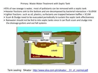 &gt;95% of raw sewage is water, most of pollutants can be removed with a septic tank
