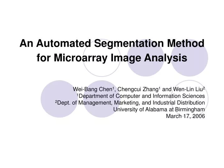 an automated segmentation method for microarray image analysis