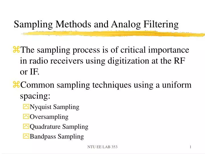 sampling methods and analog filtering