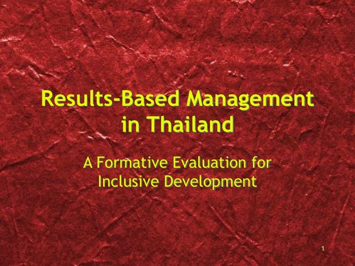results based management in thailand