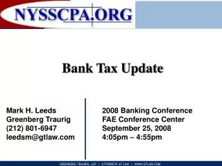 Bank Tax Update