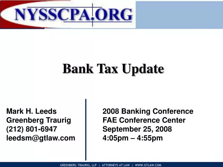 bank tax update