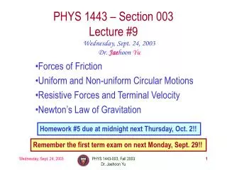 phys 1443 section 003 lecture 9