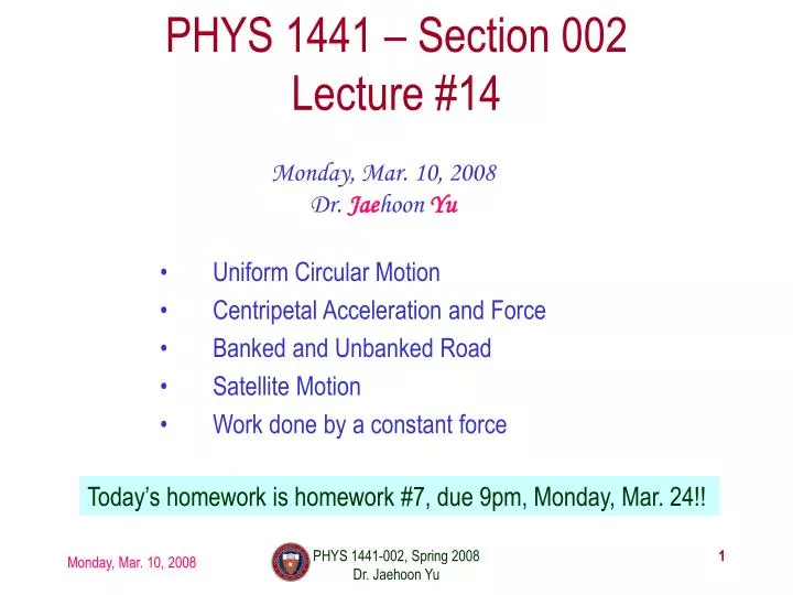 phys 1441 section 002 lecture 14