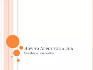 How to Apply for a Job