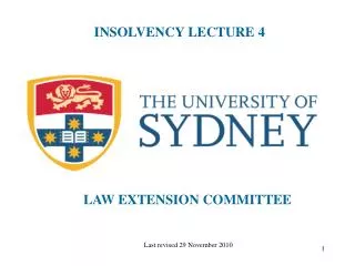 INSOLVENCY LECTURE 4