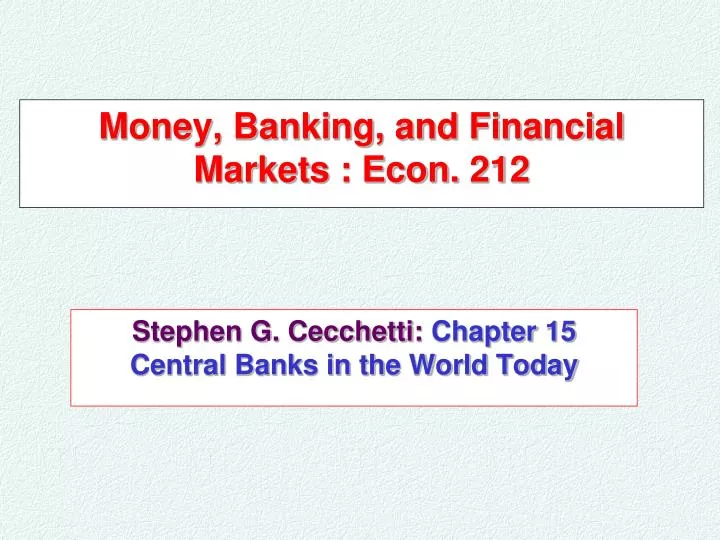 money banking and financial markets econ 212