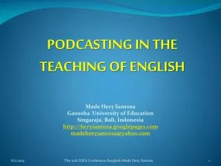 PODCASTING IN THE TEACHING OF ENGLISH