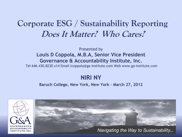corporate esg sustainability reporting does it matter who cares