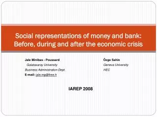 Social representations of money and bank: Before, during and after the economic crisis