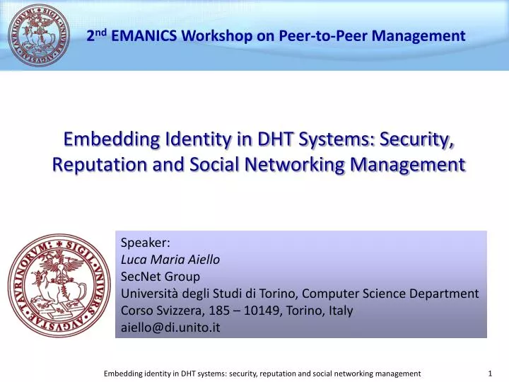 embedding identity in dht systems security reputation and social networking management