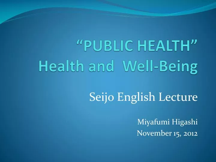 public health health and well being