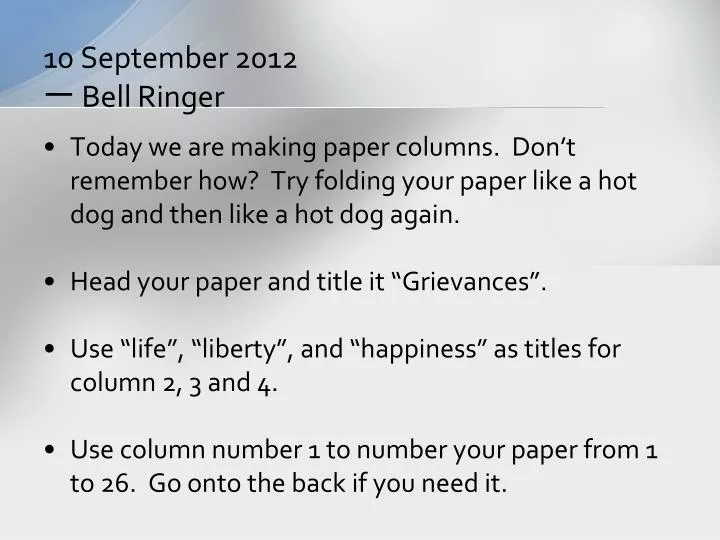 10 september 2012 bell ringer