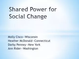 Shared Power for Social Change