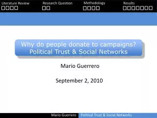 Why do people donate to campaigns? Political Trust &amp; Social Networks