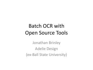 Batch OCR with Open Source Tools