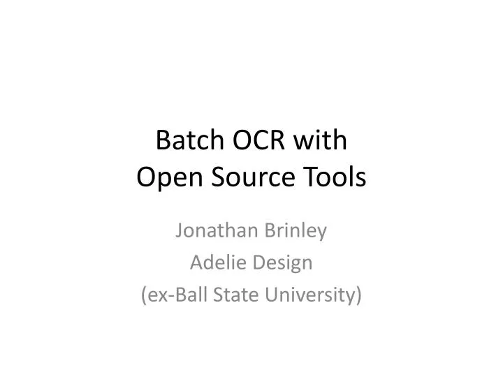 batch ocr with open source tools