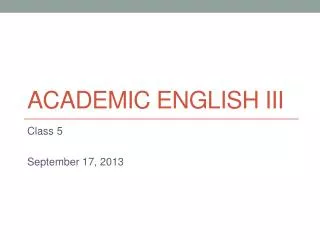 Academic English IIi