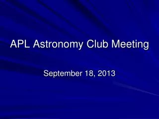 APL Astronomy Club Meeting