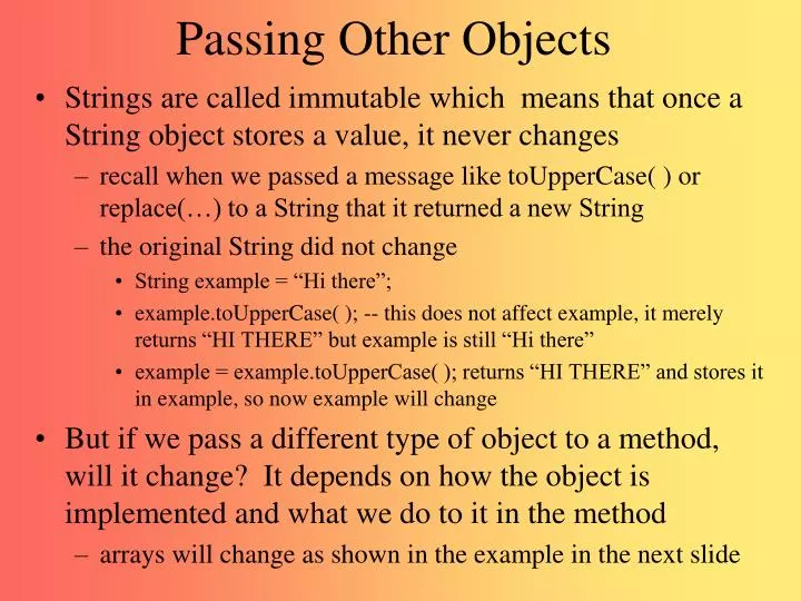 passing other objects