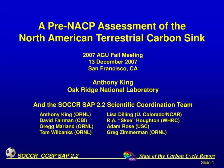 a pre nacp assessment of the north american terrestrial carbon sink