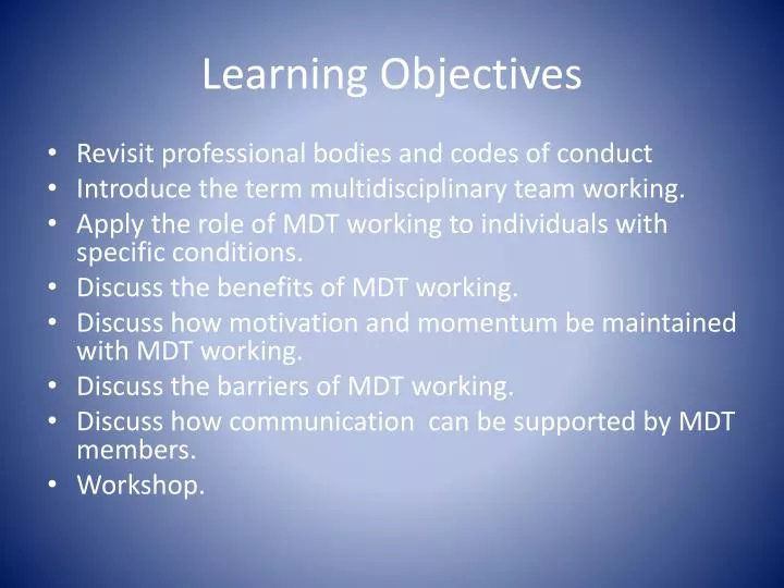 learning objectives