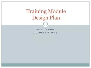 Training Module Design Plan